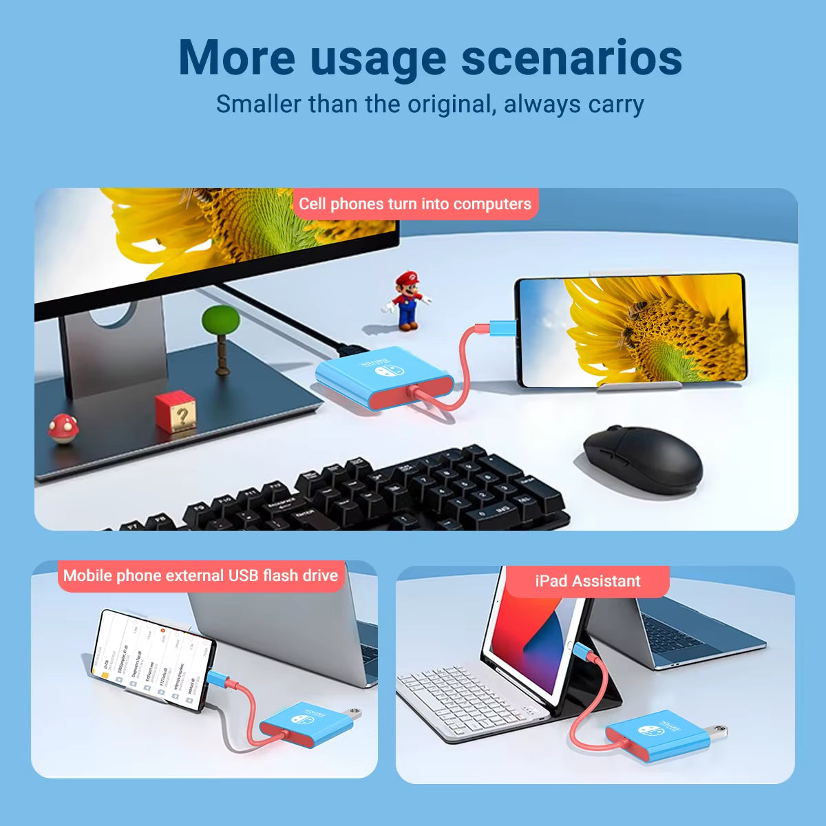 Portable Nintendo Switch Docking Station Hub with HDMI and USB 3.0