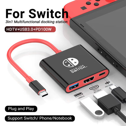 Portable Nintendo Switch Docking Station Hub with HDMI and USB 3.0