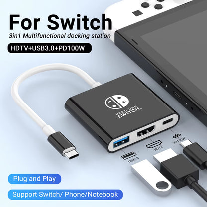 Portable Nintendo Switch Docking Station Hub with HDMI and USB 3.0